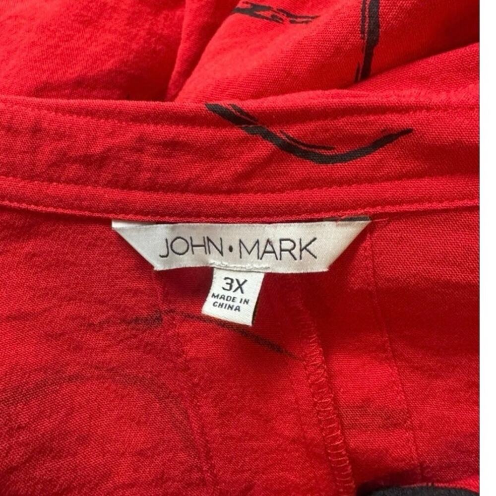 John Mark 3X Women's Red Black Abstract Button Up Swing Jacket Rayon Blend - Picture 3 of 5